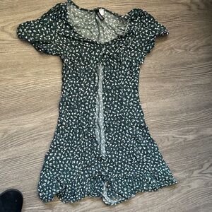 H&M Teal Dress with White Floral Design